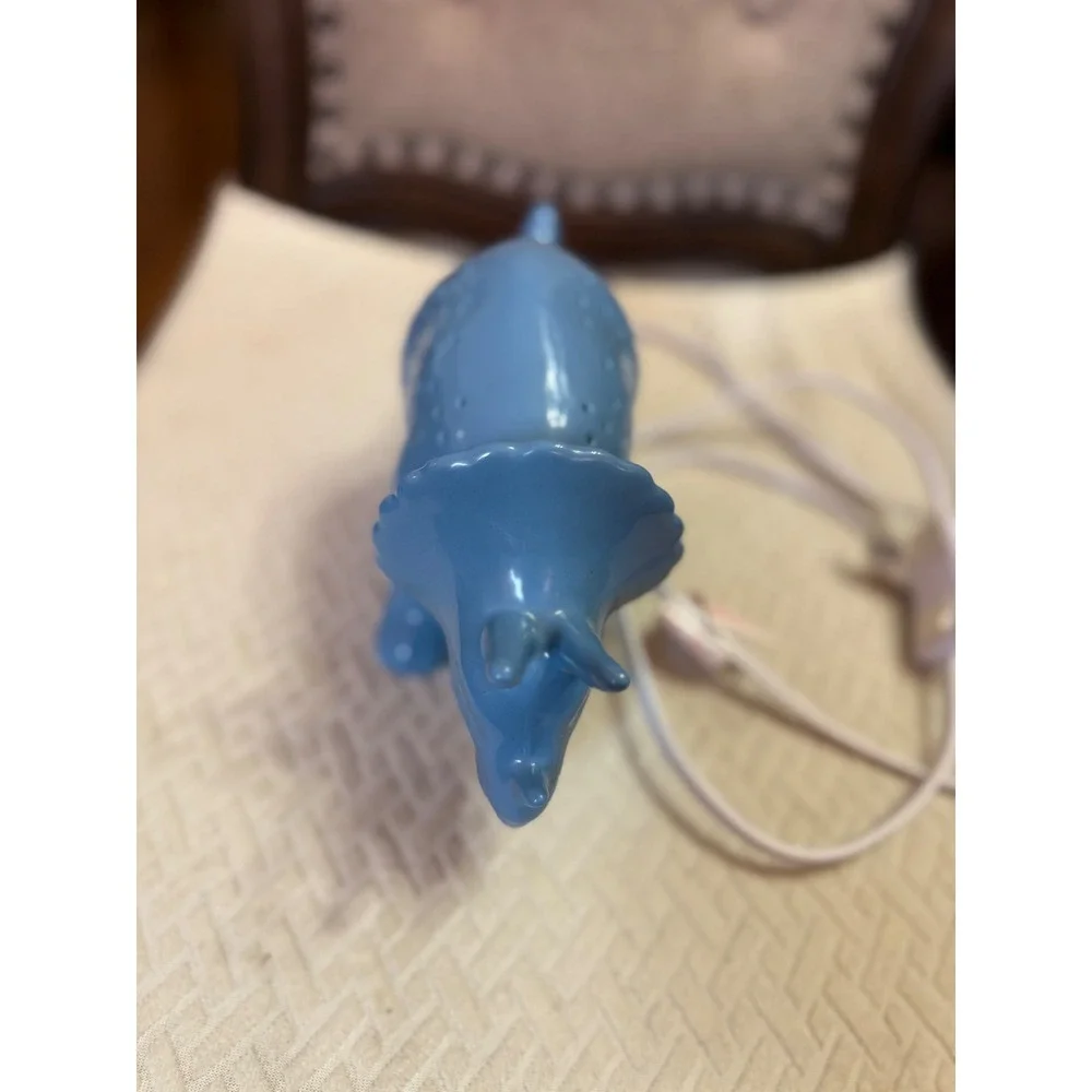 Target Blue Ceramic Triceratops Dinosaur Table Lamp Accent Night Light Glossy